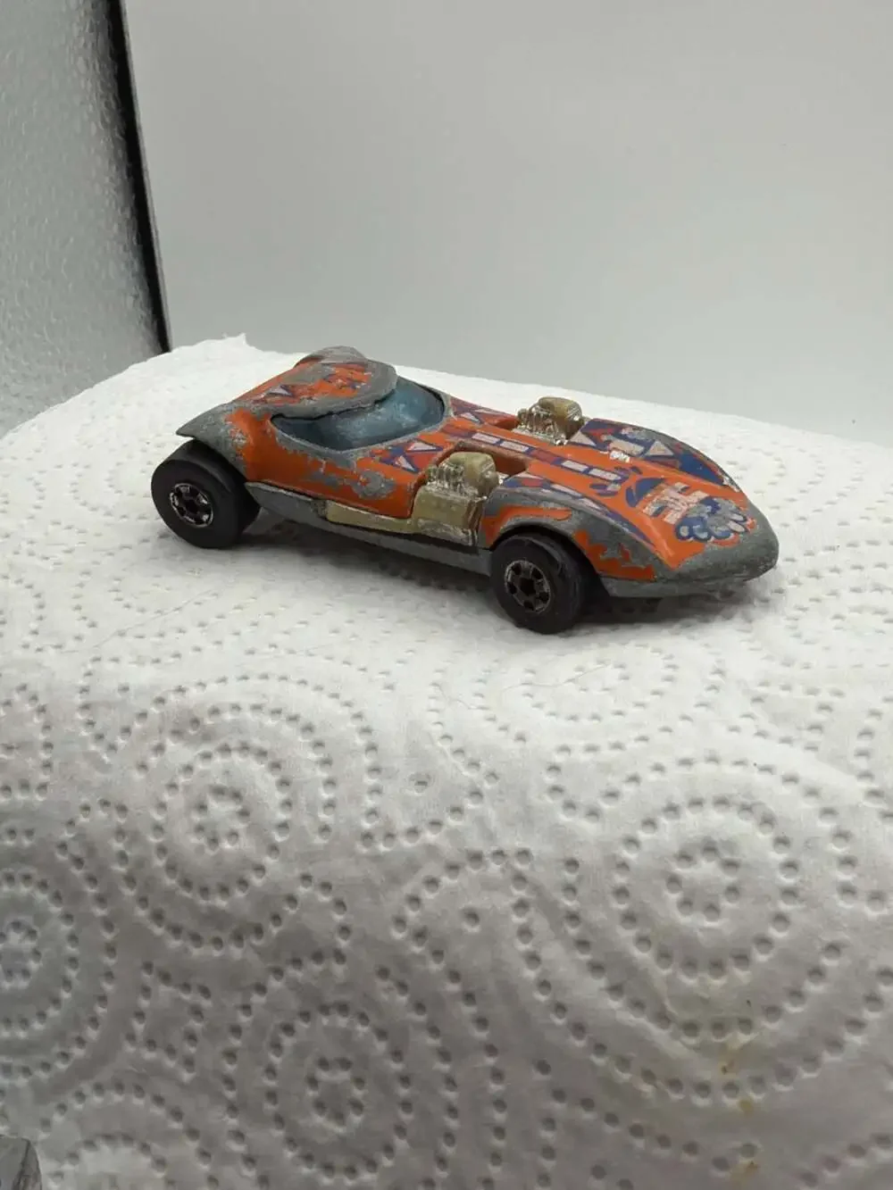 Vintage Hot Wheels Twin Mill Flying Colors Orange Aztec Tampo Diecast Car